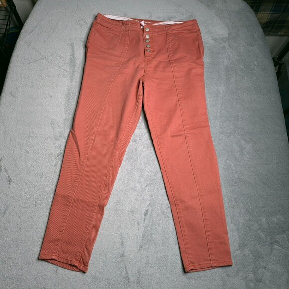 No Boundaries Skinny Ankle Jeans 15 High Rise Button Fly Stretch Rust Orange - Picture 4 of 6